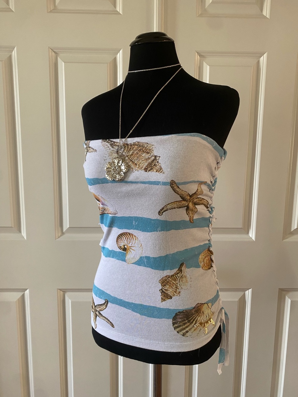 Upcycled Gold Sequin VS PINK Seashell Beach Bum Tube Top